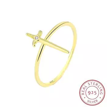 Креативные 18-каратные золотые, серебряные парные кольца с крестом и мечом для женщин, круглые полные бриллианты, оригинальные стерлинговые серебряные ювелирные изделия в подарок на свадьбу 6 золотой