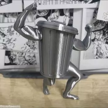 Креативные 3D-печатные украшения в форме ведра с крышкой, ящик для хранения, многофункциональное ведро для хранения, симпатичная модель-фигурка мускулатуры