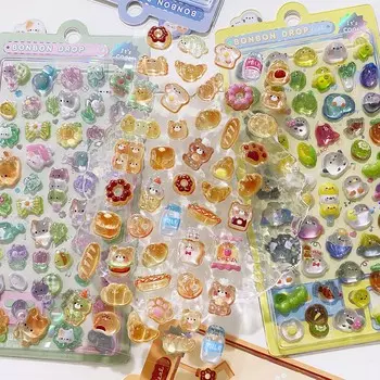 Креативные 3D-рельефные наклейки Candy Ghost Rabbit Drop Diy Diary Scrapbooking Канцелярские наклейки Decor Cute Aesthetic Stickers