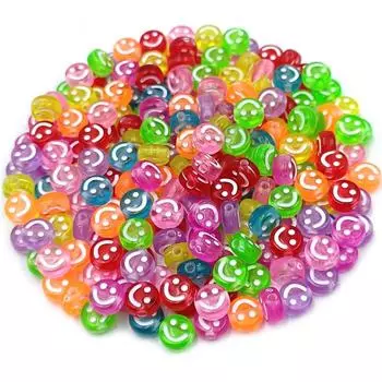 Креативные 50 шт. 7 мм разноцветные креативные круглые плоские бусины с улыбкой, модные ювелирные изделия «сделай сам», аксессуары для изготовления сережек и ожерелья