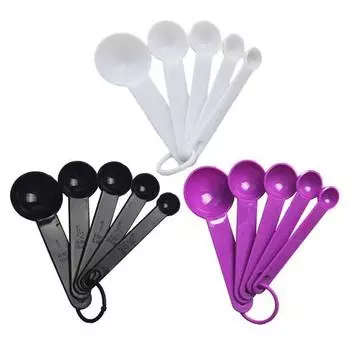 Креативные 5 шт./компл. мерная ложка, силиконовая мерная ложка для выпечки и приготовления пищи со шкалой, универсальные кухонные инструменты чёрный