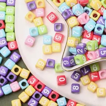 Креативные 80 шт. бисерные аксессуары брелок для изготовления ювелирных изделий квадратные акриловые ручные работы модные кубические бусины ожерелье свободные бусины браслет с цифрами своими руками 5,5 мм