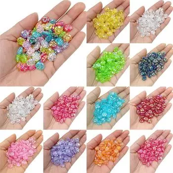 Креативные акриловые бусины-цветы для браслета «Слива» AB прозрачные цветные 40 шт. 10 мм россыпью для самостоятельного изготовления ювелирных изделий ожерелья случайные смешанные зелёный