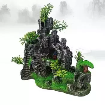 Креативные аквариумные аксессуары Ландшафтный дизайн Декор для аквариума Украшения для скальных пород Пейзаж Холм Подвесной мост Вид Украшения для дома