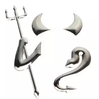 Креативные автомобильные наклейки из сплава с демонами, наклейка с вилкой, автоаксессуары чёрный