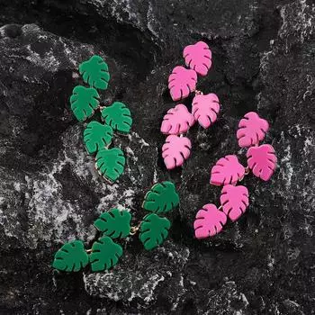 Креативные бамбуковые серьги весеннего дизайна, уникальные ушные капли ручной работы для женщин зелёный