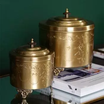 Креативные банки для хранения, вырезанные вручную, ретро, латунные, для гостиной, для рабочего стола, для чая, украшения, скандинавские домашние кухонные принадлежности