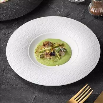 Креативные белые черные высококачественные тарелки для стейков в западном стиле, французская столовая посуда, роскошный домашний круглый поднос для пасты и овощей