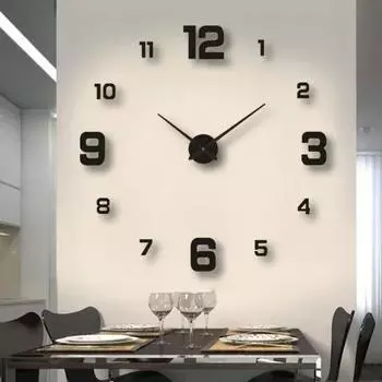 Креативные безрамные настенные часы DlY WallDecal для дома, тихие часы для гостиной, украшения стен в офисе чёрный