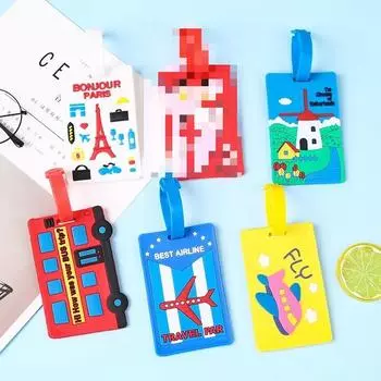 Креативные бирки для багажа из ПВХ, мультяшная симпатичная бирка для багажа, силиконовая бирка для чемодана, идентификационная этикетка с именем, дорожная бирка, бирки для сумок, дорожные аксессуары