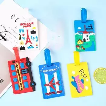Креативные бирки для багажа из ПВХ, мультяшная симпатичная бирка для багажа, силиконовая бирка для чемодана, идентификационная этикетка с именем, дорожная бирка, бирки для сумок, дорожные аксессуары