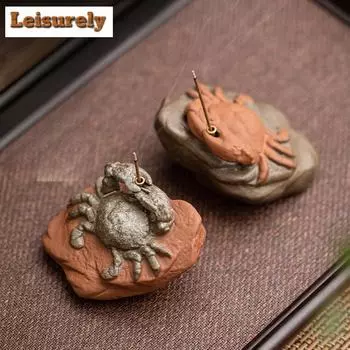 Креативные богатые крабы Керамическая курильница для благовоний Дзен-держатель для кадила Игрушки для животных для чая Скульптура Крышка-основание Аксессуары для чайной церемонии