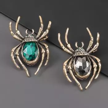 Креативные броши-пауки для женщин, классические булавки в виде насекомых для мужчин, вырез спереди на одежде, подарок на Хэллоуин, ювелирные изделия зелёный