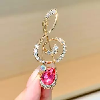 Креативные буквы, музыкальные ноты, инкрустированная бриллиантами брошь в виде скрипки, женские слова на груди, капающие маслом, продвинутое чувство, анти-световые аксессуары