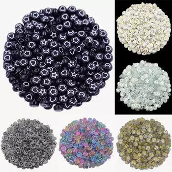 Креативные бусины в форме луны и звезды в форме сердца ярких цветов, свободные бусины, кулон, сделай сам, поделки для изготовления ювелирных изделий, акриловые бусины, ожерелье, браслет 3