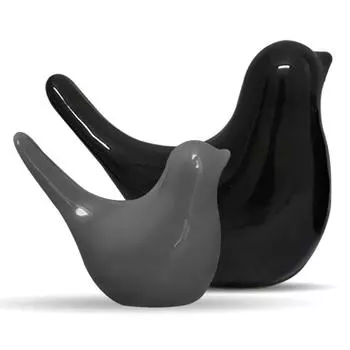 Креативные черные и серые глянцевые керамические фигурки птиц Домашний декор Аксессуары для вечеринки (Упаковка из 2 штук, Черный и Серый)