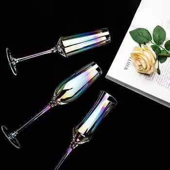 Креативные цветные хрустальные стеклянные стаканы, стеклянные стаканы для вина, бокалы для шампанского, набор бокалов для вина, оригинальные коктейльные бокалы, бокал для спиртных напитков 1pcs