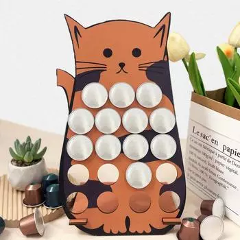 Креативные деревянные поделки, подставка для кофейных капсул в форме кошки, угловая подставка для хранения кофейных капсул One Size жёлтый