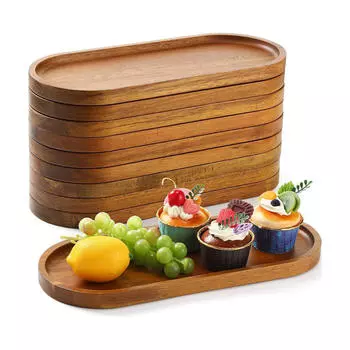 Креативные деревянные прямоугольные подносы для сервировки, кухонные обеденные тарелки для закусок, тортов, десертов, подносов Rectangular