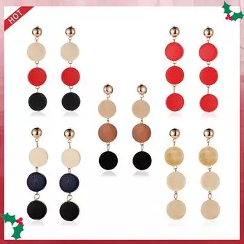 Креативные деревянные серьги-кисточки Ins Net Red Wind Color Длинные деревянные серьги Модные женские украшения MIT