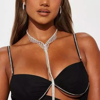 Креативные длинные струящиеся серьги-цепочки с рукавами-цепочками и стразами серебряный