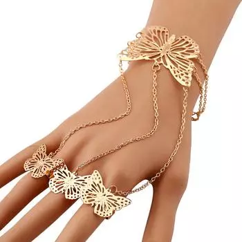 Креативные европейские и американские украшения, модный и простой полый браслет-бабочка на палец, задняя цепочка, поставка серебряный