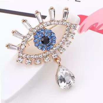 Креативные глаза брошь бриллиант изысканный кристалл простая булавка пуговица пальто костюм аксессуары