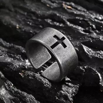 Креативные хипстерские кольца на палец, размазанные винтажные открытые кольца из нержавеющей стали с крестом, персонализированные мужские украшения в виде скелета 8 белый