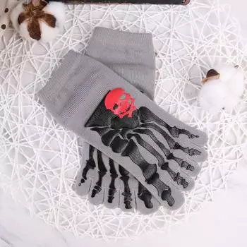 Креативные хлопковые мужские носки с пятью пальцами, мягкие хлопковые носки с принтом ужасов, черепа, руки, когтей, летние носки для спорта на открытом воздухе, носки для бега EU38-44