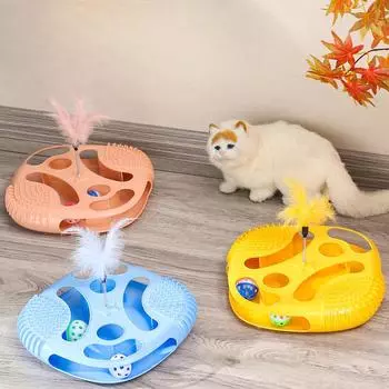 Креативные игрушки для кошек с отверстиями и щекотунками для развлечения кошек. Игрушки-поворотники для кошек с перьями 30*30*20cm
