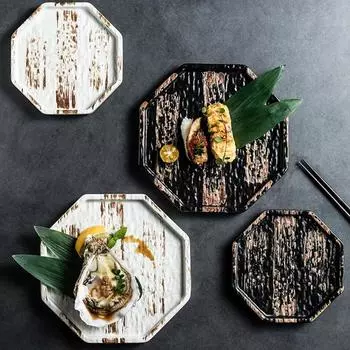 Креативные изысканные керамические тарелки в японском стиле для ресторана, морепродуктов, суши, обеденная тарелка для дома, послеобеденного чая, десерта, фруктов