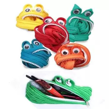 Креативные канцелярские принадлежности Большая вместимость Холщовый Монстр Молния Пенал Женская Косметичка Кошелек оранжевый