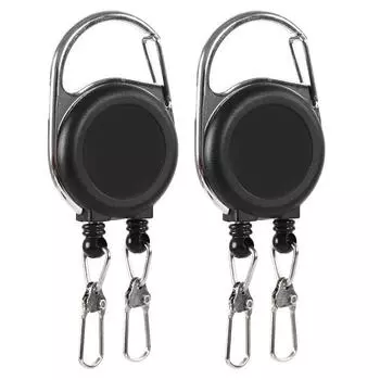 Креативные катушки для бейджей с двойным крючком, многофункциональные выдвижные катушки для бейджей, брелок для ключей, держатель для ID IC-карт, удобные крючки для улицы чёрный