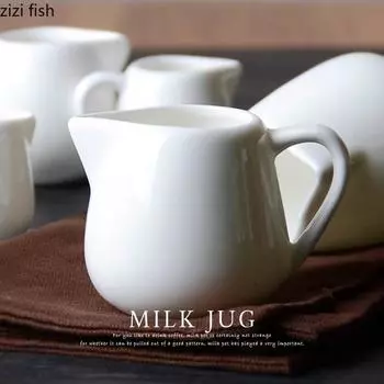Креативные керамические мини-кувшины для кофе и молока с ручкой, молочные банки, соусники для ресторанов, белая специальная столовая посуда