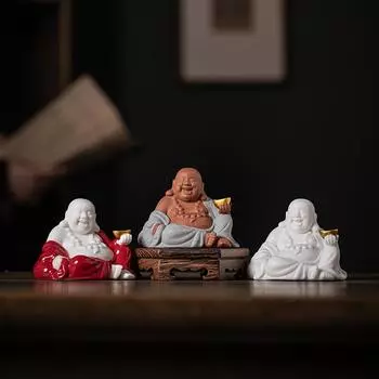 Креативные керамические украшения Будды Майтрейи, Большой Живот Будды, улыбающийся Будда, Дзен-медитация, Гостиная, Офисное украшение