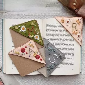 Креативные китайские закладки с вышивкой, элегантные фетровые цветочные закладки, персонализированные угловые закладки с ручной вышивкой, канцелярские принадлежности