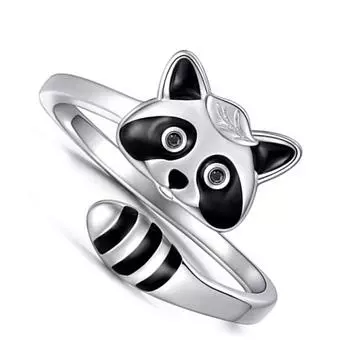 Креативные кольца с животными, кольцо с рисунком енота, регулируемые кольца, ювелирные изделия для танцевальной вечеринки, рождественский подарок для мужчин и женщин