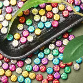 Креативные круглые бусины с буквами-разделителями, DIY ожерелье, браслет для изготовления ювелирных изделий, цифровой куб, 100 шт., около 6,5 мм, акриловые бусины с буквами и цифрами