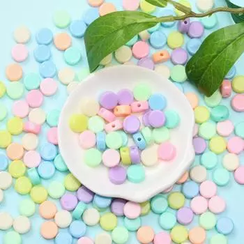 Креативные круглые кремовые плоские бусины 200 шт. ювелирные аксессуары модные макароны цветные браслеты ожерелья изготовление системы своими руками 8/10 мм 8mm разноцветный