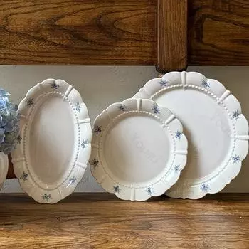 Креативные круглые тарелки с цветами для столовых приборов, элитные рестораны, послеобеденный чай, десерт, фрукты, домашняя вкусная посуда, керамическая тарелка