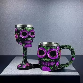 Креативные кружки на Хэллоуин, изысканный декоративный орнамент из нержавеющей стали, трехмерный узор, бокал для вина 301-400ml