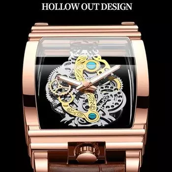 Креативные кварцевые часы в форме винной бочки с декоративным циферблатом и полым циферблатом, водонепроницаемые светящиеся мужские деловые часы, немеханические часы L-Rose & Gold