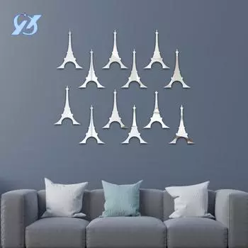 Креативные маленькие наклейки на зеркало в виде железной башни для гостиной, спальни, стены, декора в стиле мультфильма, детской комнаты, плитки для ванной комнаты, самоклеящиеся