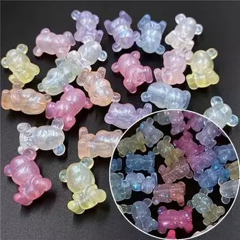 Креативные материалы, светящиеся креативные блестящие ожерелья с медведем, браслет для изготовления браслета, 10 шт., акриловые бусины ручной работы, аксессуары для ювелирных изделий «сделай сам» розы красного