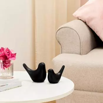 Креативные матовые фигурки черных птиц, украшения для дома, аксессуары (Упаковка из 2 шт., Черный)