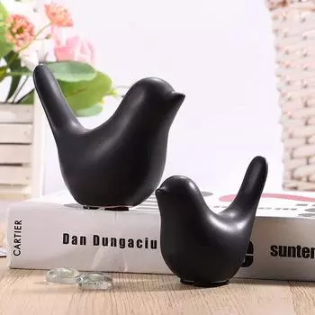 Креативные матовые фигурки черных птиц, украшения для дома, аксессуары (Упаковка из 2 шт., Черный) чёрный