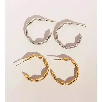 Креативные металлические минималистичные серьги в форме буквы С, дизайн пружинных винтовых сережек, серебряные игольчатые украшения золотой