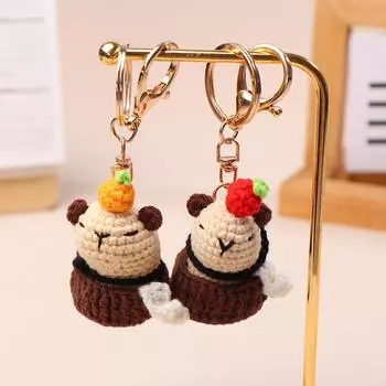 Креативные милые брелоки Капибара Вязание куклы Капибара Вязаные крючком брелоки для ключей от машины Капибала Вязаный брелок для сумки Подвеска as the picture