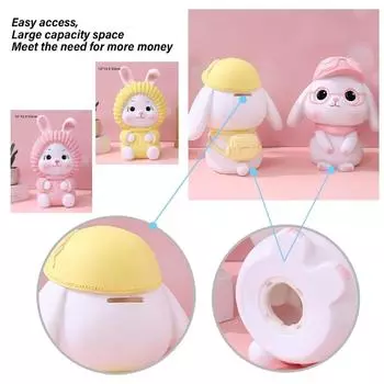 Креативные милые кролики, копилки для детей, милые мультяшные животные, небьющиеся монетницы, банка для сбережений, украшение для рабочего стола