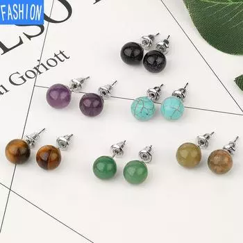 Креативные милые серьги с натуральными кристаллами в горошек, простые европейские и американские серьги, женские оригинальные серьги-брелки blue sand